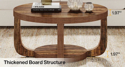 Tribesigns 2 Tier Round Wooden Coffee Table