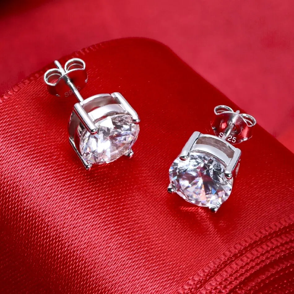 D Color Moissanite Sterling Silver Earrings