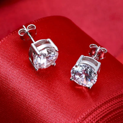 D Color Moissanite Sterling Silver Earrings