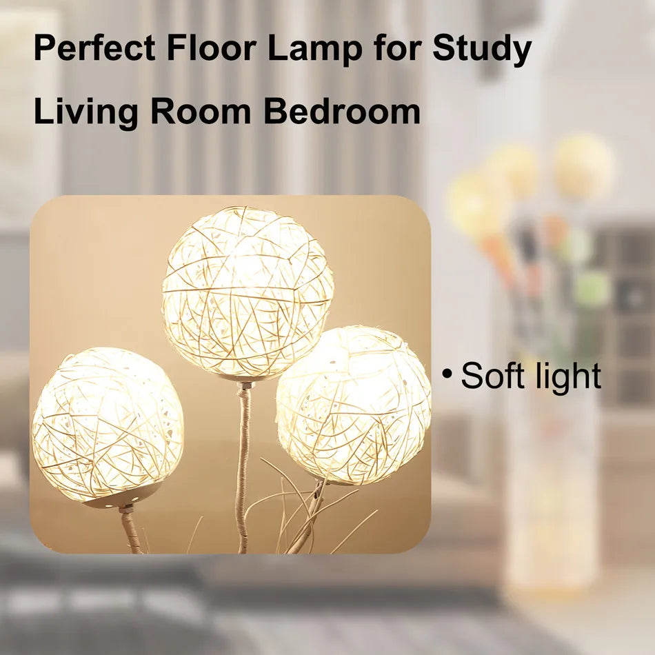 LUVODI Modern Rattan Tall Standing Floor Lamp