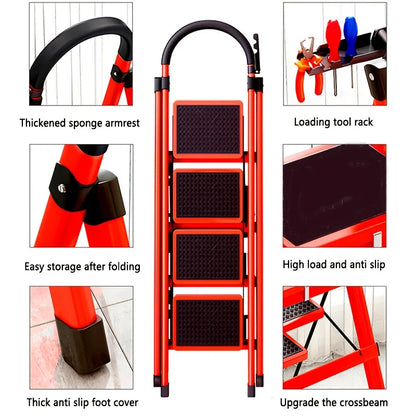 Foldable Step Ladder with Built In Tool Holder