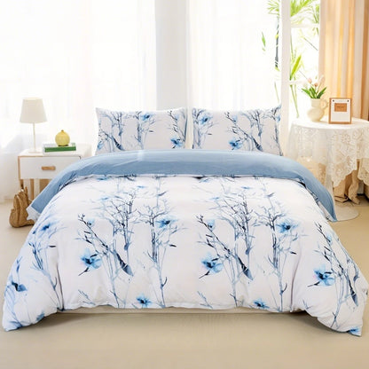 Soft Floral Leaf Duvet Cover Set