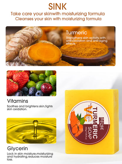 AILKE Natural Turmeric Exfoliating Soap Bar