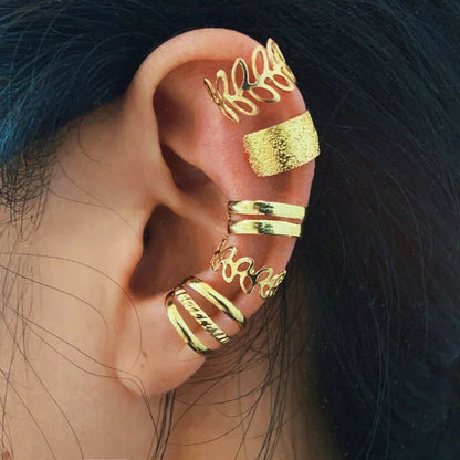 Gold Stainless Steel Clip-On Ear Cuffs