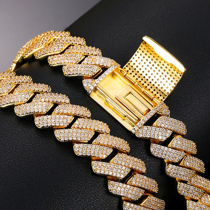 Men's 20mm 3-Row Iced Out Cuban Link Chain | 925 Sterling Silver Hip Hop Jewelry | High Quality AAA+ Cubic Zirconia