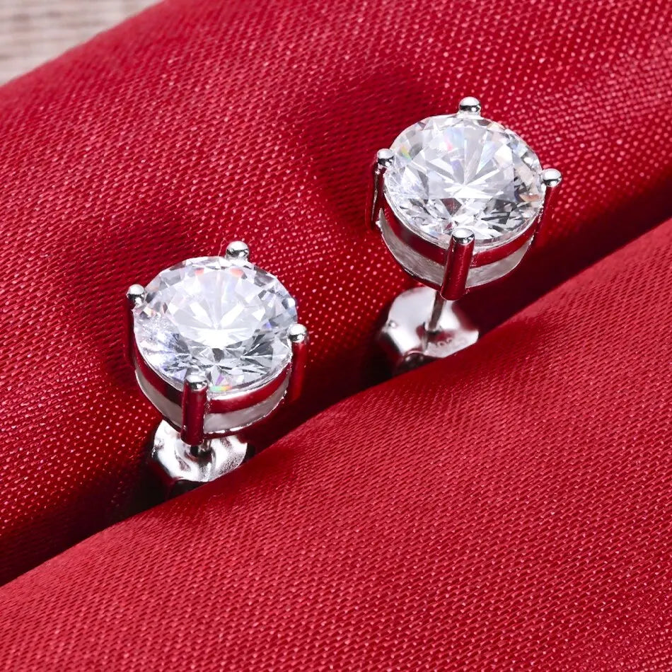 D Color Moissanite Sterling Silver Earrings