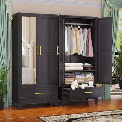 71 Inch Steel Armoire Wardrobe Closet Cabinet