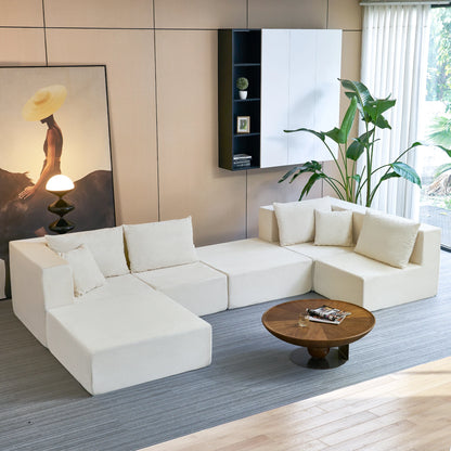 Large Modular Corduroy Sectional Sofa Sleeper Set