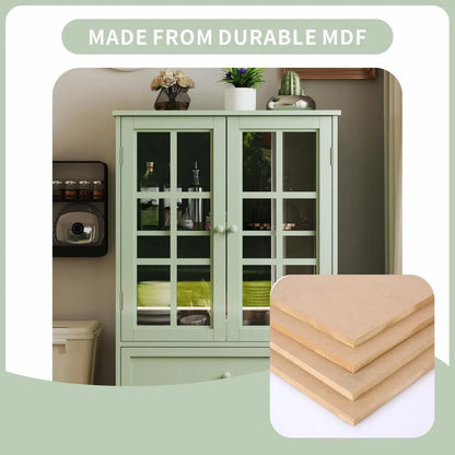 Modern Wood Buffet Cabinet with Glass Doors