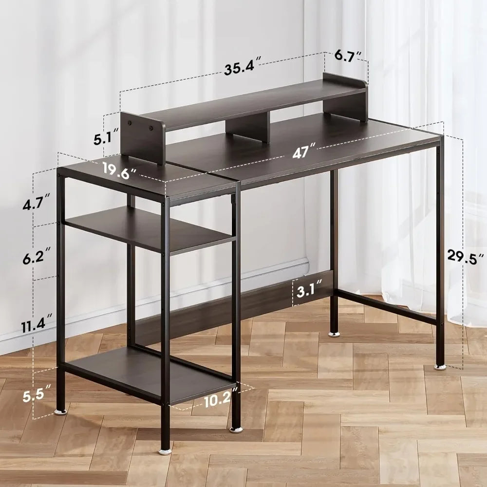 Home Office Desk with Adjustable Monitor Stand