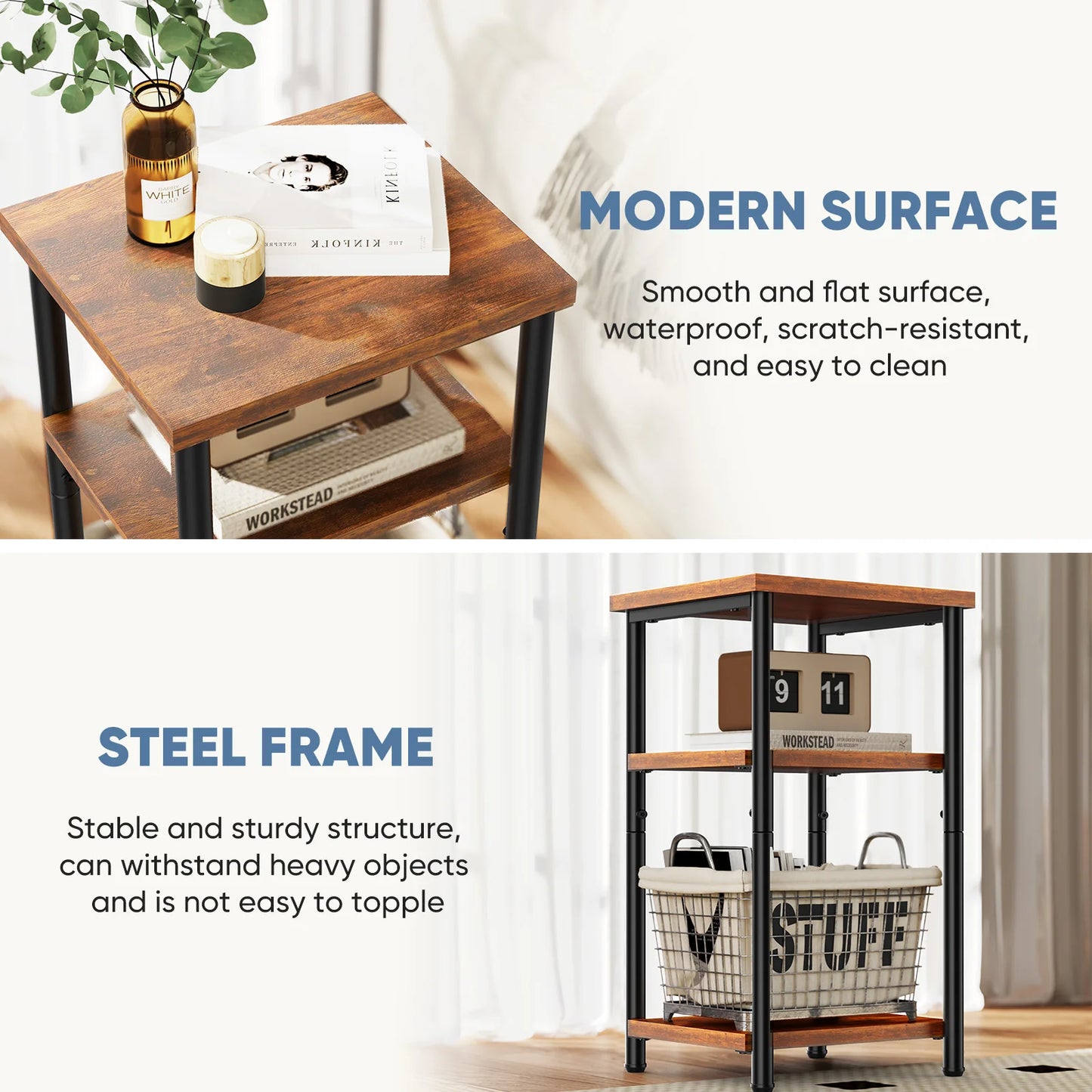 MCQ 3 Tier End Table Set of 2