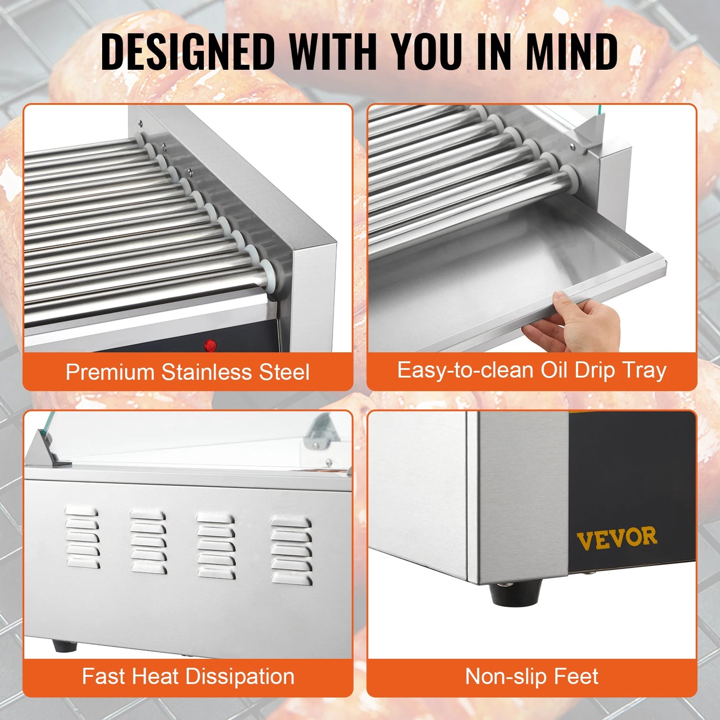 Commercial Hot Dog Roller Grill Machine Electric