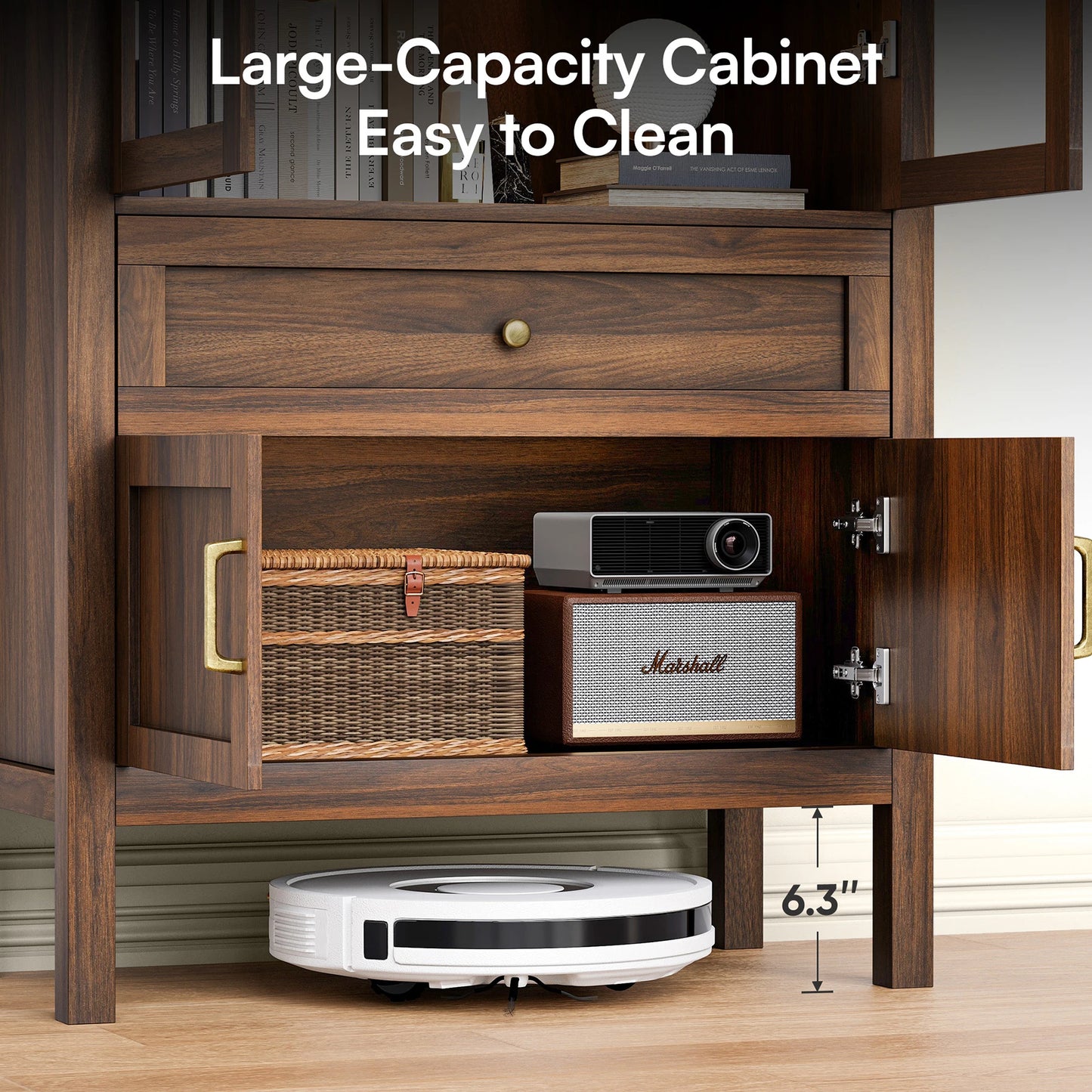 71" Arched Wood Storage Cabinet with Dimmable LED Lights