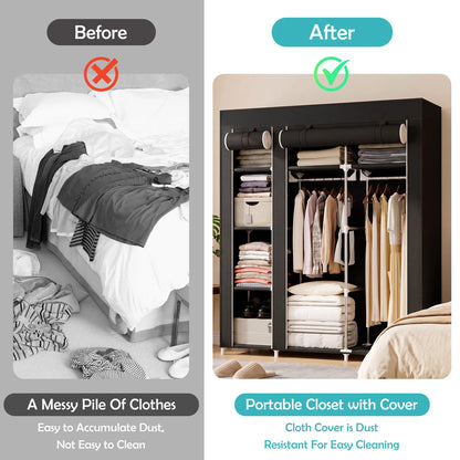 Large Capacity Portable Non-Woven Wardrobe Closet Organizer