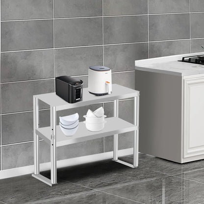 Adjustable 2-Tier Stainless Steel Kitchen Shelf