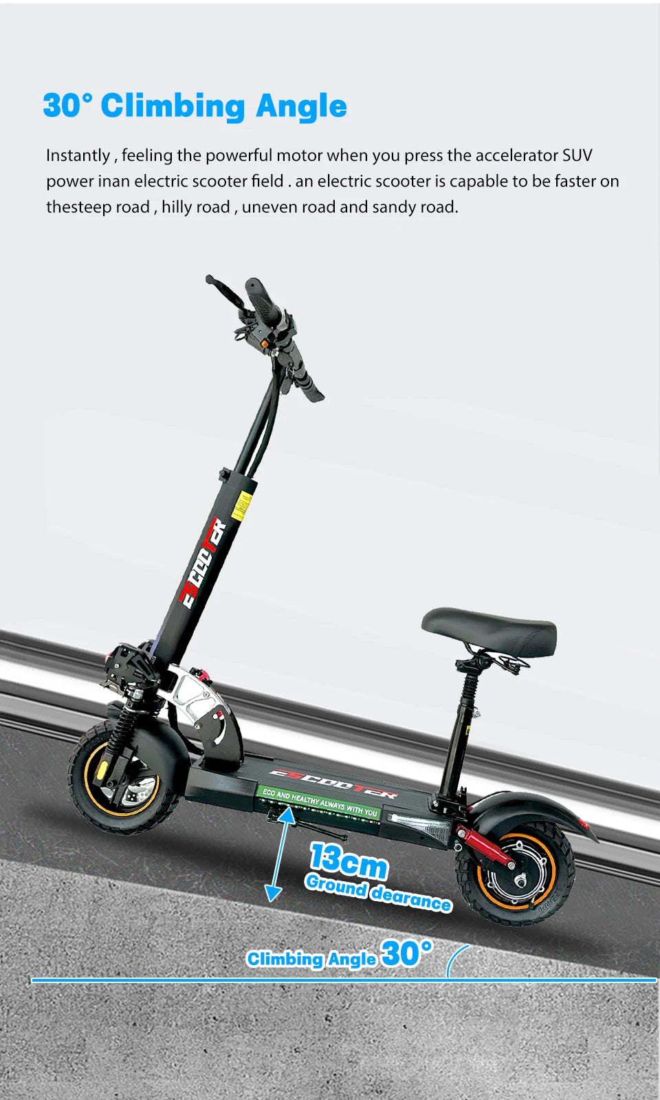 800W Adult Electric Scooter Long Range 48V