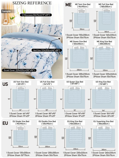 Soft Floral Leaf Duvet Cover Set