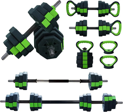 4-in-1 Adjustable Dumbbell Kettlebell Barbell Set