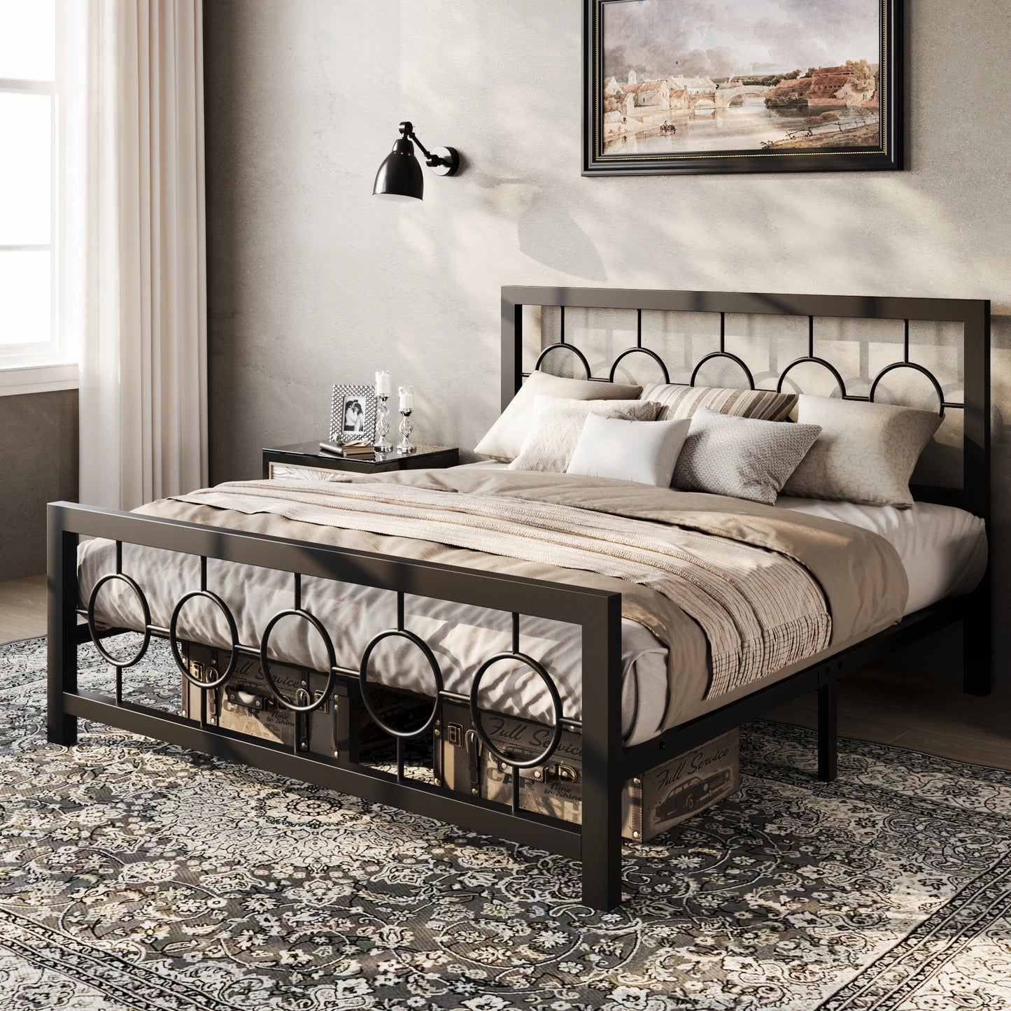 Vintage Metal Platform Bed Frame Storage