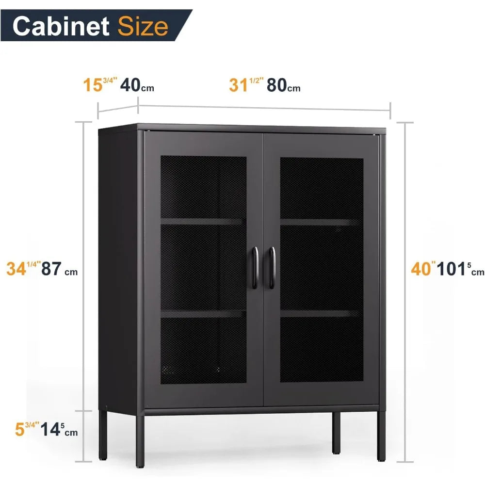 Metal Buffet Sideboard Cabinet with Adjustable Storage