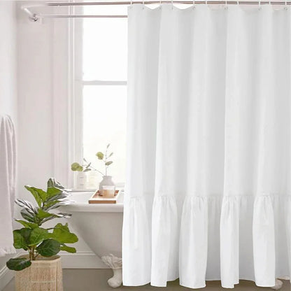 Farmhouse Linen Ruffle Shower Curtain Set