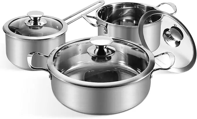 7-Piece Stainless Steel Cookware Pots Pans Set