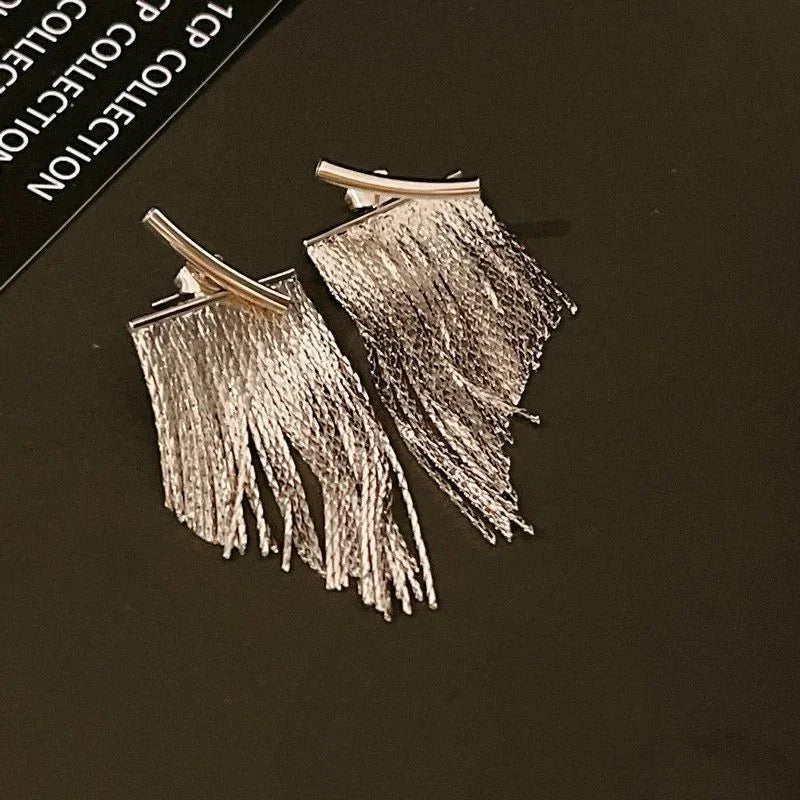 Gold Tassel Statement Earrings for Women