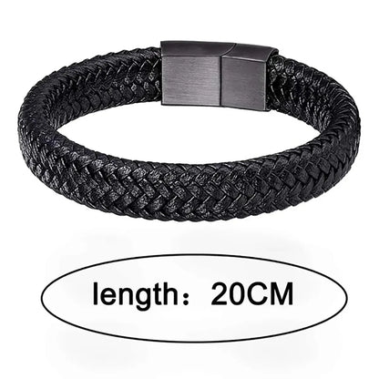 Black PU Leather Magnetic Bracelet Men Gift