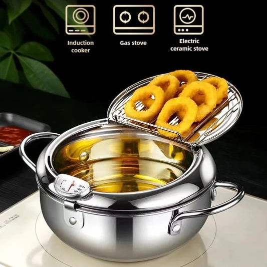 Multifunctional Deep Fryer with Thermometer & Rack