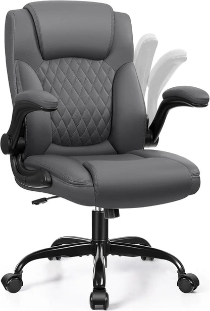 Leather Office Chair Ergonomic Swivel Wheels