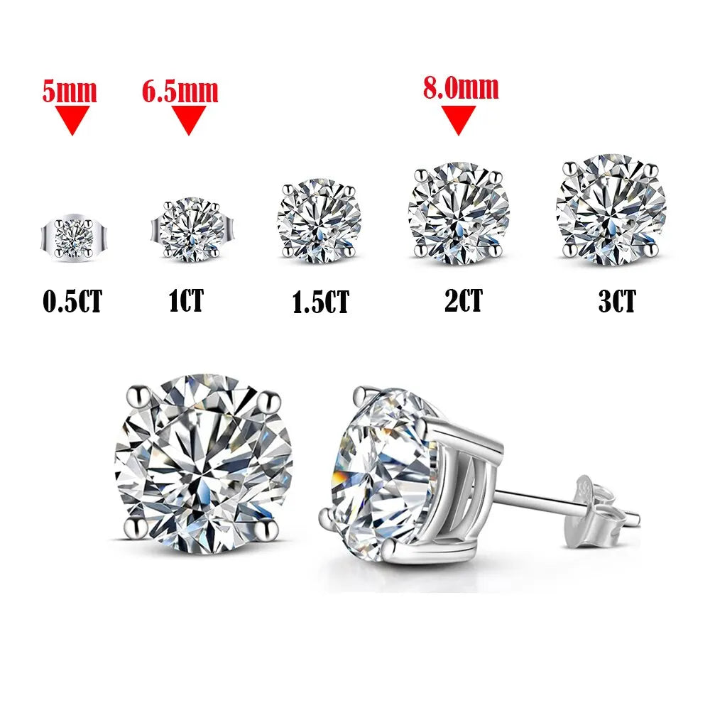 D Color Moissanite Sterling Silver Earrings