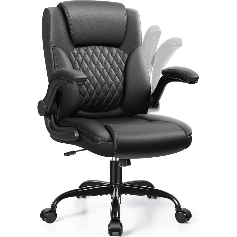 Leather Office Chair Ergonomic Swivel Wheels