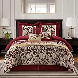 Red Gold 9-Piece Queen Comforter Set