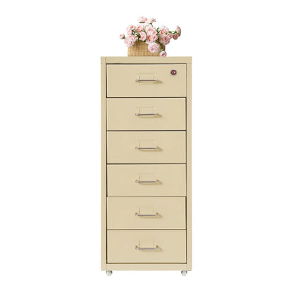 6-Drawer Lockable Rolling Metal File Cabinet