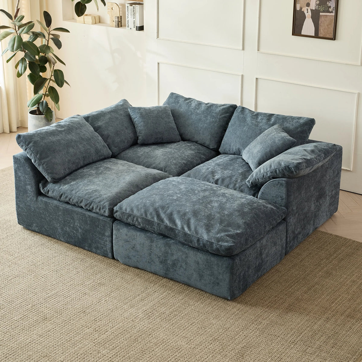 Oversized Modular Cloud Sectional Sofa with Ottoman