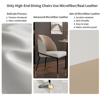 Luxurious Microfiber Silicone Leather Upholstered Dining Chairs