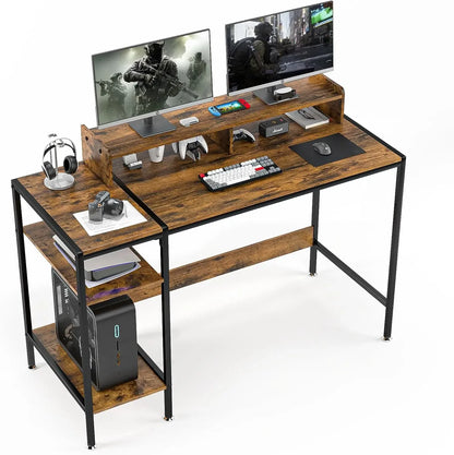 Home Office Desk with Adjustable Monitor Stand