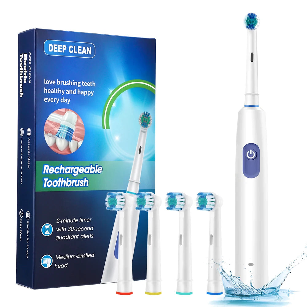 Electric Toothbrush Waterproof Smart Timer Rechargeable