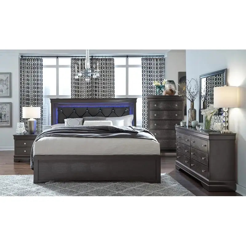 Modern 5PC Shaker Grey King Bedroom Set
