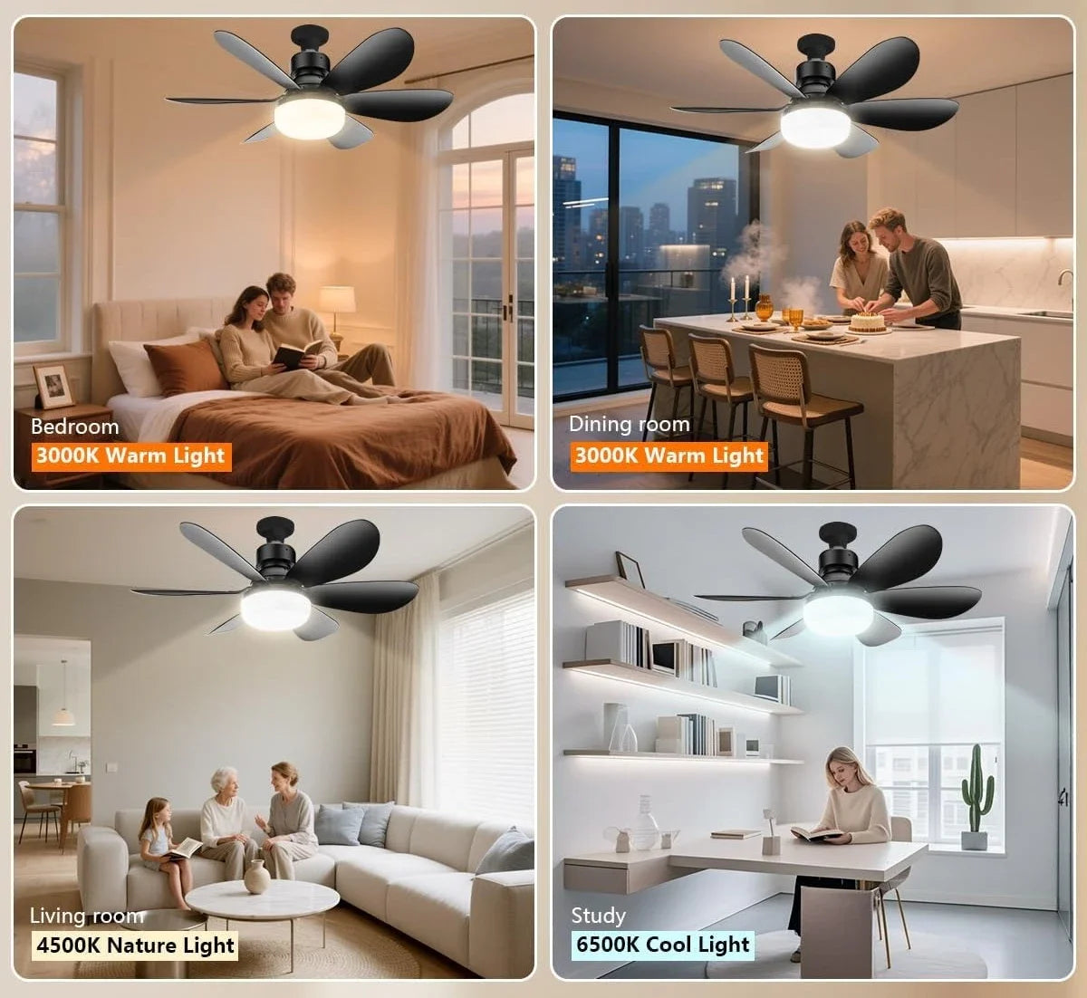 Smart LED Ceiling Fan Light with Remote