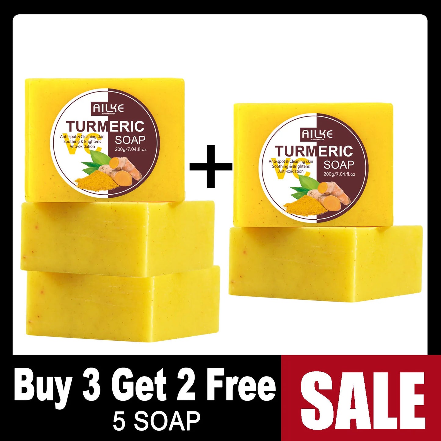 AILKE Natural Turmeric Exfoliating Soap Bar