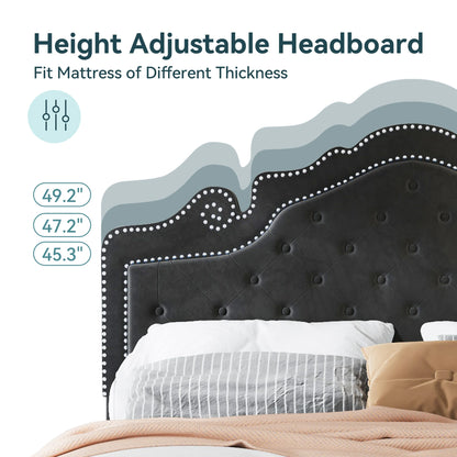 Velvet Diamond Tufted Upholstered Platform Bed