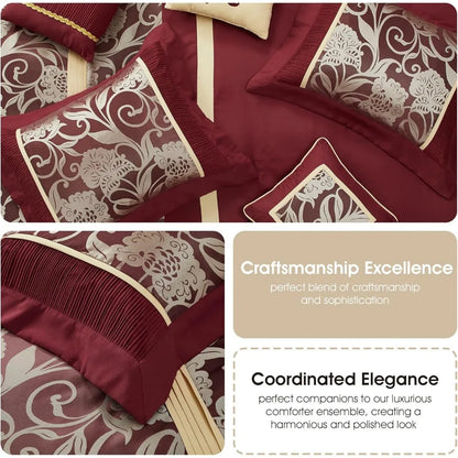 Red Gold 9-Piece Queen Comforter Set