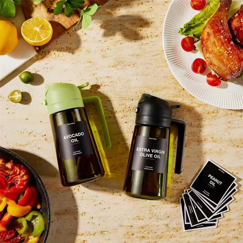 2-in-1 Glass Olive Oil Dispenser & Sprayer