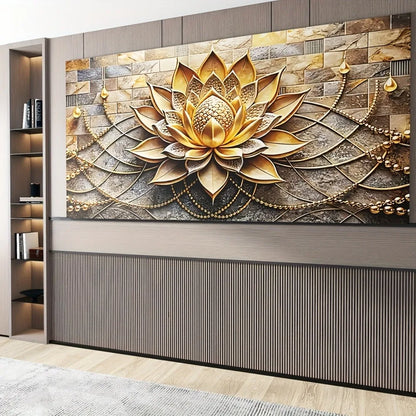 Modern Abstract Black Gold Floral Canvas Art