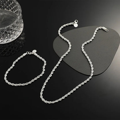 2pcs Silver Plated Necklace Bracelet Set