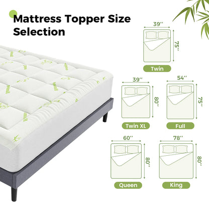 Cooling Bamboo Fiber Mattress Topper Deep Pocket