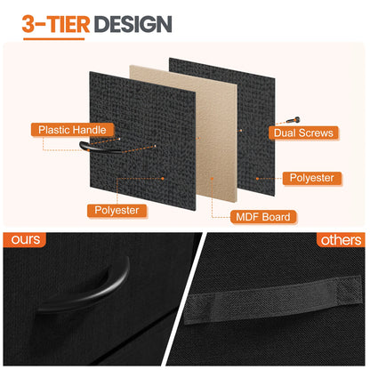 Nightstand with Fabric Drawers Bedroom Storage