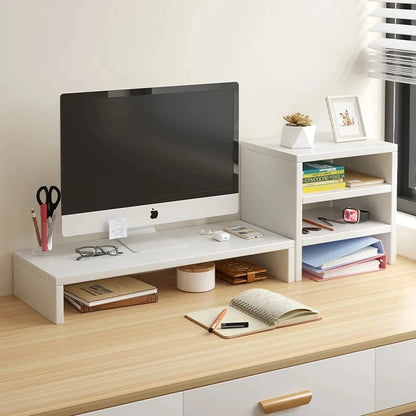 Ergonomic Wood Monitor Riser & Desk Organizer