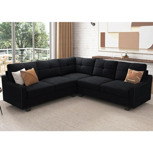 Convertible L-Shaped Sectional Sofa Living Room